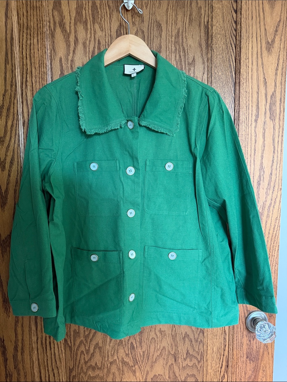 Tuckernuck Green Button-Front Linen/Cotton Jacket